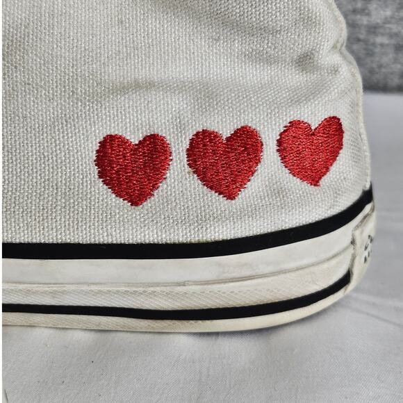 CONVERSE KIDS WHITE CHUCK TAYLOR ALL STAR EMBROIDERED HEARTS HIGH-TOPS SIZE 4 - Picture 6 of 13